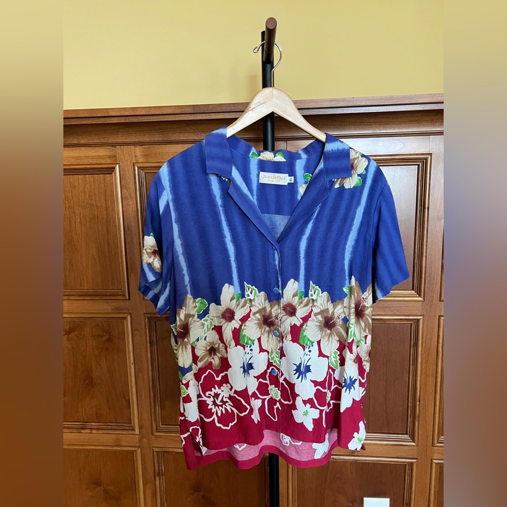 Jams World Shirt Women’s Floral Blue Multicolor Size XL